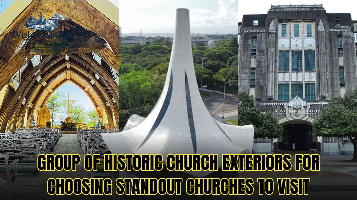 Group of historic church exteriors for choosing standout churches to visit